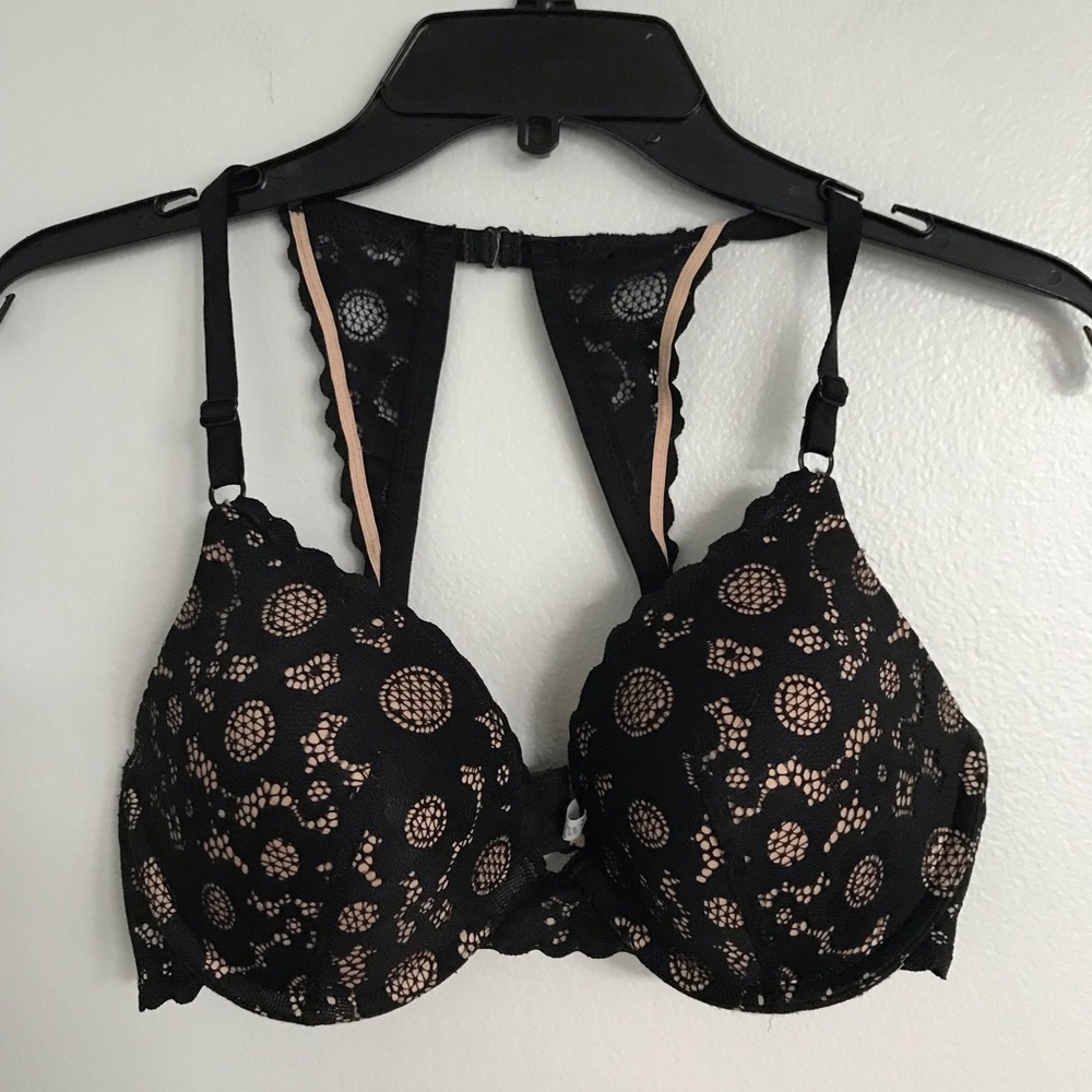 Aerie Demi Lightly Lined Underwire Bra Black Lace